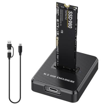 Imagem de Sintech Estação de ancoragem NVME para USB 3.0, SSD SATA M.2 para gabinete externo portátil tipo C para SSD M.2 (M Key) NVMe e SSD baseado em SATA (chave B+M) compatível com Thunderbolt 4/3 (vertical)