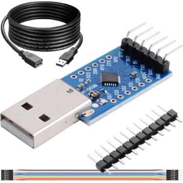 Imagem de DAOKAI Módulo conversor serial CP2104 USB 2.0 para TTL UART Módulo STC Downloader Flash placa de atualização com cabo de extensão USB Cabo Dupont pino conector para Arduino para Raspberry Pi
