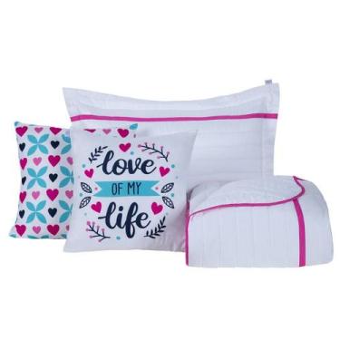Imagem de Cobre Leito Solteiro Inove Dupla Face 200 Fios 4 Peças - Love - Dona Z