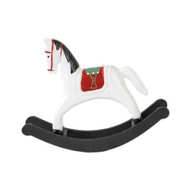 Imagem de Generic Estátua de cavalo de balanço, ornamento, artesanato rústico, estatueta decorativa portátil, escultura de madeira para escritório, mesa, presente, sala, Branco