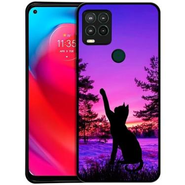 Imagem de SM CASES Capa para Moto G Stylus 5G 2021 - Gato no Pôr do Sol Design Impresso 2D Capa de Proteção de Borracha TPU à Prova de Choque para Moto G Stylus 5G 2021.