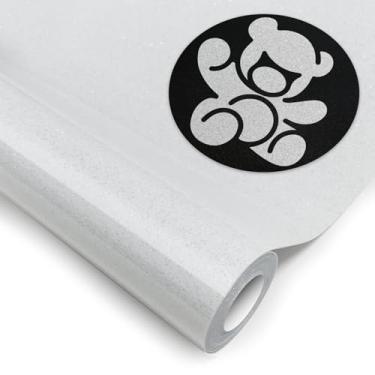 Imagem de DUEUIOE Rolo De Vinil Com Transferência Térmica Glitter Branco - 30,5 Cm X 2,7 M, Para Passar A Ferro Em Todas As Máquinas Corte, Fácil Cortar E Remover, Camisetas Htv, Bonés Outros Designs (Branco)