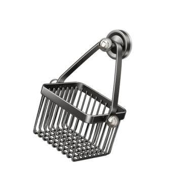 Imagem de Fenteer Cesta de Armazenamento Suspensa para Parede, Cesta de Metal para Cozinha, Cinza