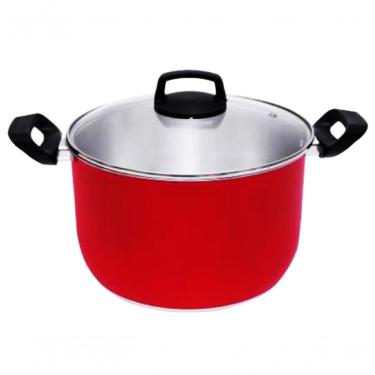 Imagem de Caldeirão De Aluminio Tampa De Vidro 6.7litros Nº24 Vermelho