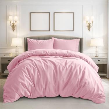 Imagem de Pure Bedding Capa de edredom King Size – Conjunto de cama extra macio de 3 peças, inclui 1 capa de edredom 264 x 234 cm com fecho de zíper e 2 fronhas, edredom não incluído, rosa bebê