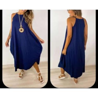 Imagem de Vestido saruel barra arredondado - Reginaconfeccao, Azul marinho, P