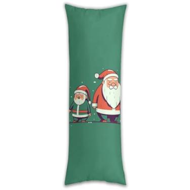 Imagem de Capa de travesseiro de corpo de dois desenhos de Papai Noel ultra macia respirável longa fronha 137.2 cm x 50.8 cm fronha decorativa com zíper oculto fronhas para sofá de quarto