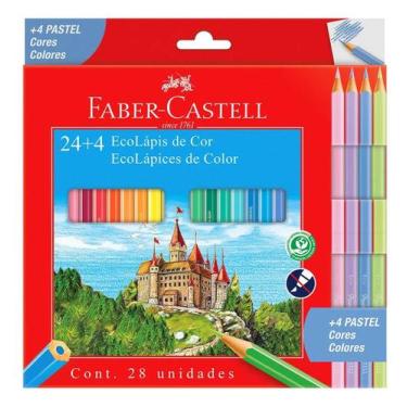 Imagem de Lápis de Cor Ecolápis Faber Castell 24 Cores Mais 4 Cores Pastel - FAB