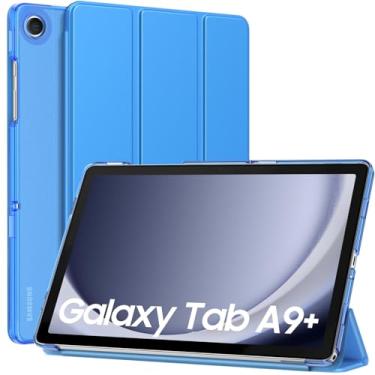 Imagem de MoKo Capa para Galaxy Tab A9+/A9 Plus 11 polegadas 2023, capa inteligente protetora com suporte fino com revestimento traseiro translúcido de policarbonato rígido para tablet Tab A9 Plus