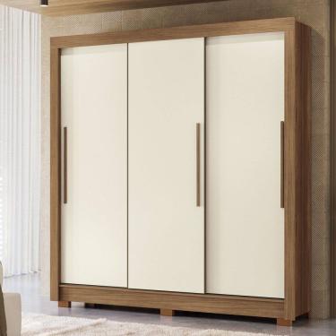 Imagem de Guarda-Roupa Casal Maringá 3 Portas 2 Gavetas Jatoba/Areia - Santos Andirá