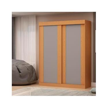 Imagem de Guarda-Roupa Solteiro Genialflex Toledo com 2 Portas de Correr, 2 Gavetas, 3 Prateleiras e 140cm de largura - Cinamomo/Off White ou Fendi