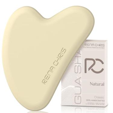Imagem de Rena Chris Ferramentas faciais Gua Sha, ferramenta guasha de silicone para acupuntura de rosto e pescoço, massageador manual facial para esculpir a mandíbula e reduzir inchaço, presente de cuidados