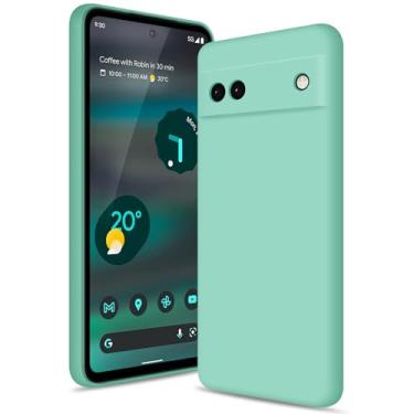 Imagem de Btstring Capa para Google Pixel 6A, capa de silicone macio com proteção de câmera atualizada, capa fina à prova de choque com forro de microfibra antiarranhões, verde menta