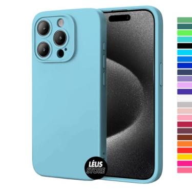 Imagem de Capa Capinha Para iPhone 12 Pro Silicone Com Proteção Na Câmera Forro Veludo Premium (AZUL BEBE)