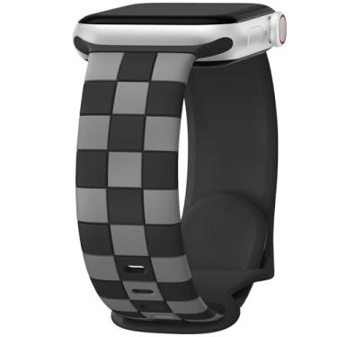 Imagem de DaQin Pulseiras femininas xadrez compatíveis com Apple Watch séries 10, SE, 9, 8, 7, 6, 5, 4, 3 e 2 de 40 mm, 41 mm, 42 mm, 38 mm, 40 mm, 41 mm, 41 mm, 4 e 2