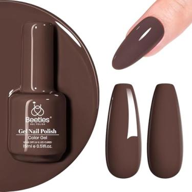 Imagem de Esmalte de gel marrom Beetles – Esmalte de gel marrom escuro de outono de 15 ml, esmalte de gel de imersão de LED, lâmpada de unha, arte de unhas, presente de manicure para mulheres