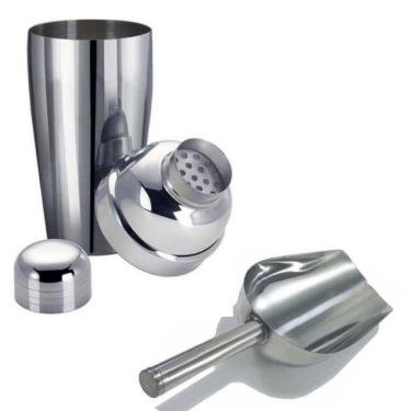 Imagem de Kit Bar Inox - Coqueteleira 500ml + Pá Gelo Inox