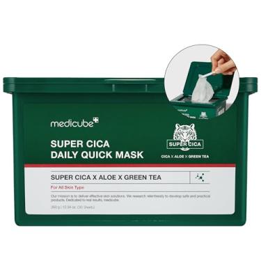 Imagem de medicube Super Cica Máscaras faciais rápidas diárias (30 folhas) - Máscara facial calmante e hidratante de 60 segundos com 88% Cica, resfriamento instantâneo e hidratação - 100% certificado vegano