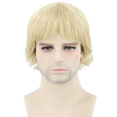 Imagem de Topcosplay Peruca masculina loira curta cosplay personagem Halloween fantasia festa peruca
