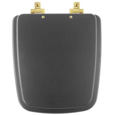 Imagem de Assento Sanitário Mdf Soft Close Boss Onix (preto Fosco) Para Vaso Incepa Com Ferragem Dourada