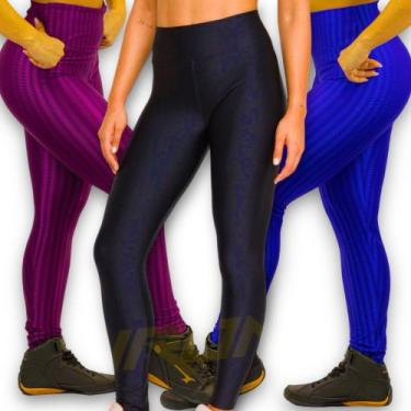 Imagem de Kit C/3 CalçaS Legging 3D POLIAMIDA Leg Fitness Academia Corrida yoga 