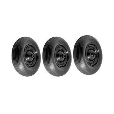 Imagem de Kit 3 un roda maciça pu 3.50-8 rol.rolete 1" aro aço 150kg - AJAX