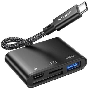 Imagem de Leitor de cartão SD USB-C JSAUX 4 em 1 com USB 3.0 e porta de carregam