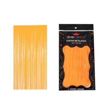 Imagem de Cortina Metalizada Laranja 100 X 200 Cm Un - Silverfestas - SILVER PLA