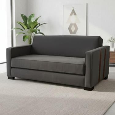 Imagem de Sofá-cama Retrátil Sevilha Tecido Suede Cinza 1,55M - MÓVEIS HÓRUS