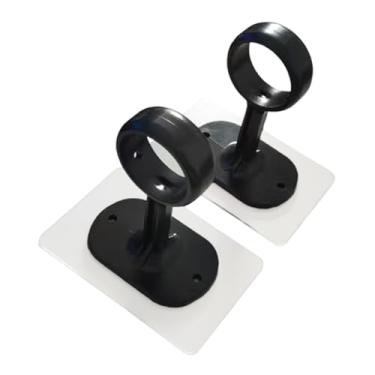 Imagem de ＫＬＫＣＭＳ 2x Suportes para Varão de Cortina de Teto, Cabides para Varão de Armário, Suportes para de Cortina, Ganchos para de Guarda-Roupa para Banheiro, Casa e, Preto
