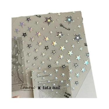 Imagem de Adesivos De Unhas Bronzeados 5D Coreanos, Ouro, Prata, Estrela, Lua, L