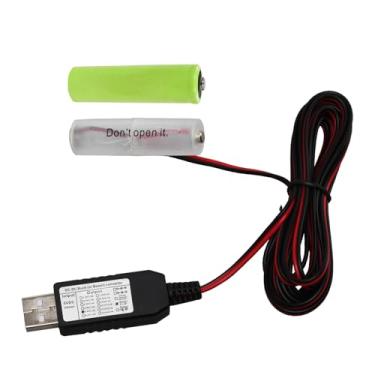 Imagem de Kit conversor de fonte de alimentação USB substituto eliminador de bateria, 5V para 1,5V/3V/4,5V/6V/9V, 1-4 cabos AA/AAA 200 cm Connect Multi para luz LED (2AA-3V)