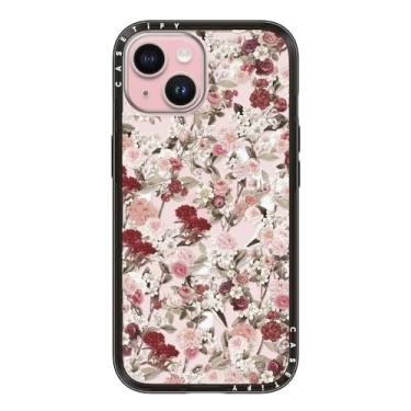 Imagem de CASETiFY Capa compacta para iPhone 15 [fina e elegante/compatível com Magsafe/1,2 m. Proteção contra quedas de nível militar] - Vintage Flower Monday - Preto transparente