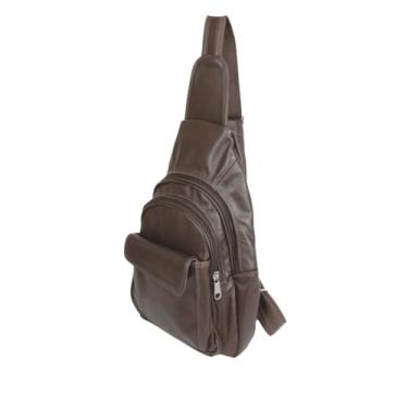 Imagem de Bolsa Transversal em Couro Legítimo – Shoulder Bag Feminina Masculina Elegante Casual Premium 013 (Marrom)