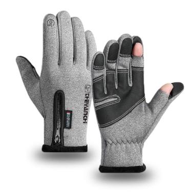 Imagem de ANJMEICH Wholesale Amazon luva masculina personalizada de inverno impermeável quente à prova de vento e antiderrapante ciclismo esportes corrida luvas (cinza, GG)