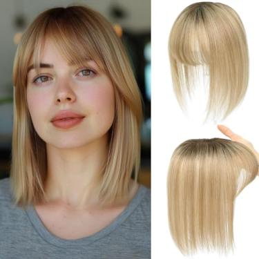 Imagem de Toppers de cabelo humano para mulheres com queda de cabelo para mulheres, peças de cabelo humano real com franja, feito à mão, respirável, 3 x 4,5 peças de cabelo com base suíça 25 cm (marrom médio a