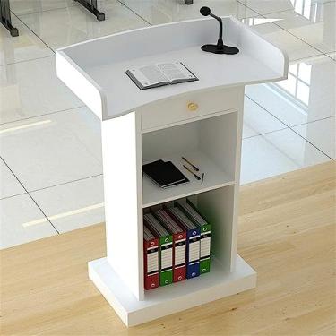 Imagem de Pódio De Púlpito Branco Com Gaveta Para Cerimônias, Recepção E Eventos, Ideal Para Restaurante E Casamento No Campus De Comy, White, Without drawer