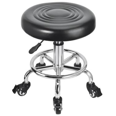 Imagem de JOSTZHXIN Banqueta de rodinhas de altura baixa, assento de rolo baixo ajustável em altura, banquinho giratório para mecânico de cadeira pequena, bancos curtos para loja de garagem de escritório em
