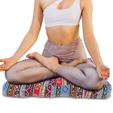 Imagem de Travesseiro de meditação boêmio de 55 x 54,9 cm, almofada de meditação para sentar no chão, almofada quadrada/redonda de algodão boêmio para meditação, sala de estar (estilo)