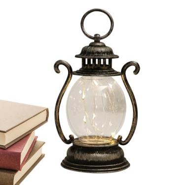 Imagem de Rrlihjgu Lanterna ao ar livre - Candeeiros de mesa de cabeceira antiquados - Lanterna movida a bateria para o natal, dia das bruxas, lanterna de acampamento para caminhadas ao ar livre