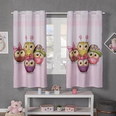 Imagem de Cortina Infantil Estampada, 200 x 150 cm, Poliéster, Decorativa para Quarto, Sala ou Escola (CORUJAS FOFINHAS)