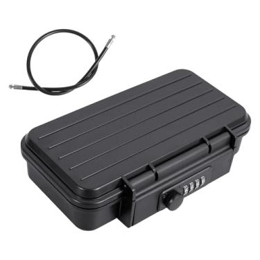 Imagem de Caixa de segurança pequena portátil, mini cofre para viagens, caixa de segurança com corda de arame removível, combinação de 4 dígitos, à prova d'água à prova de choque para viagem, cofre para uso ao