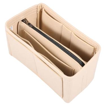 Imagem de KHZSPP Inserção organizadora de bolsa para bolsas, inserção organizadora de bolsa de feltro, divisórias para bolsa interna compatível com Speedy Neverfull Longchamp, e mais (bege claro)