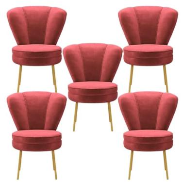 Imagem de Kit 5 Cadeiras para Sala de Espera Moderna Recepção Resistente Pés de Ferro MOBLAN decor (Vermelho)