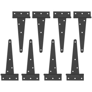 Imagem de SUMBIN Dobradiças de porta de galpão resistentes de 10 cm com alça em T de 10 cm dobradiça preta para cercas de madeira, quintal, porta de celeiro (pacote com 8)