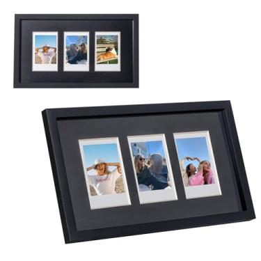 Imagem de WOGOZAN Mini porta-fotos para câmera instantânea Fuji Polaroid Instax Mini 12/11/41/99/EVO, moldura de madeira sólida comporta 5 x 8 cm, 3 fotos para exibição de parede e mesa (apenas uma) (preto