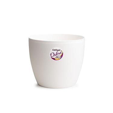 Imagem de Vaso Okla Oxford Redondo Baixo Branco para Jardim