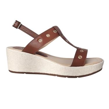 Imagem de Sandália Feminina Adra Plataforma Ilhós Salto Anabela Conforto (Marrom, BR, Adulto, Numérico, 39)