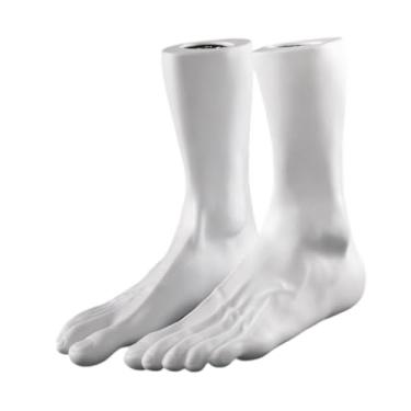 Imagem de ChuYiElegance Meias de sapato masculinas de PVC com pé de manequim, fundo plano, pulseira de tornozelo para exibição de pés masculinos, correntes, Branco