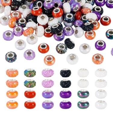 Imagem de Magibeads 120 peças de contas espaçadoras de orifício grande de Halloween para pulseiras 13,5-14 mm Rondelle contas europeias de resina para canetas com contas chaveiros artesanato faça você mesmo